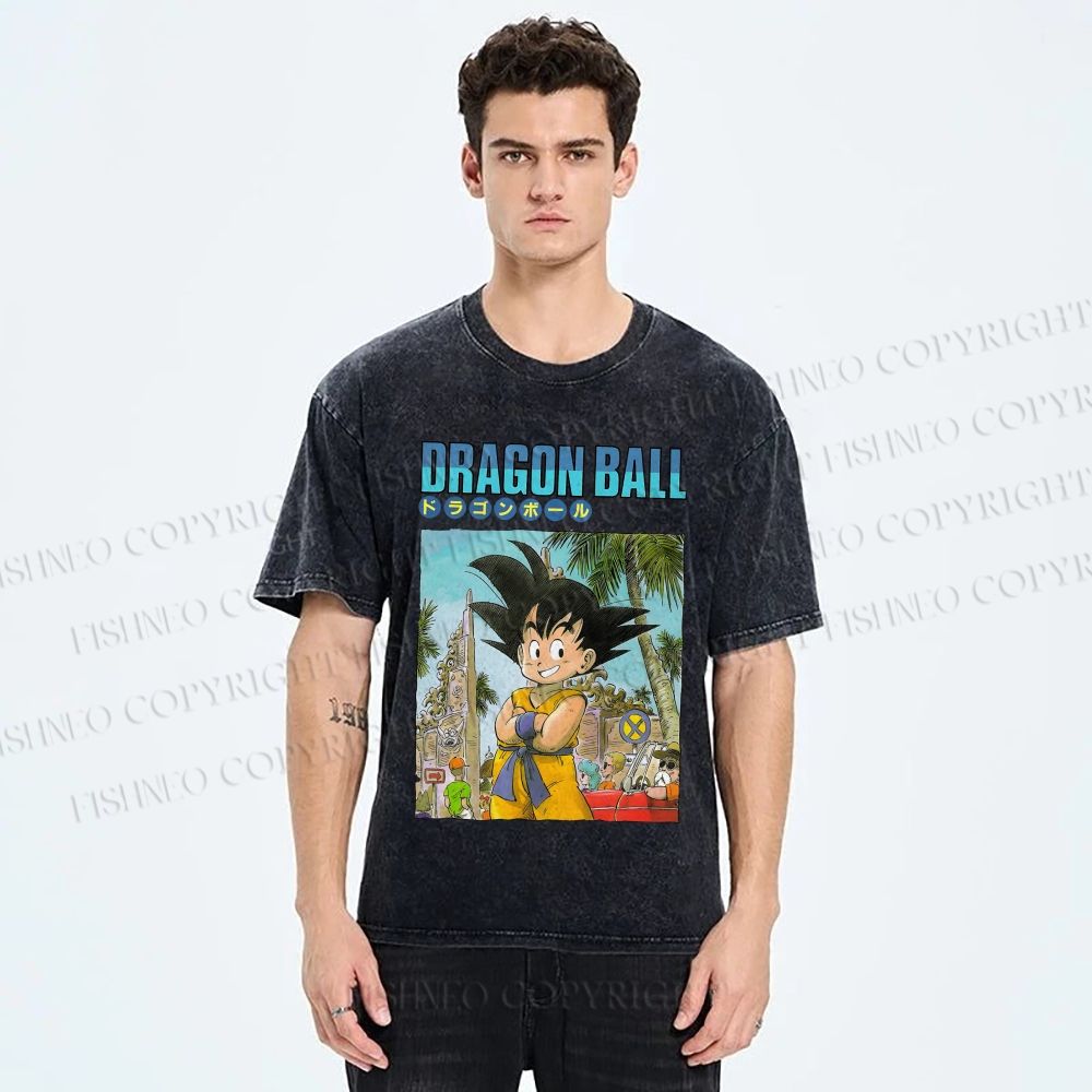 Unisex Dragon Ball Goku Printed Washed Tee