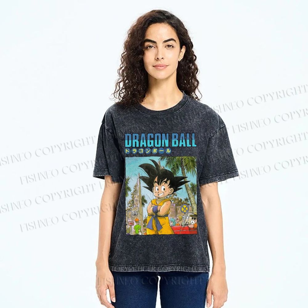 Unisex Dragon Ball Goku Printed Washed Tee