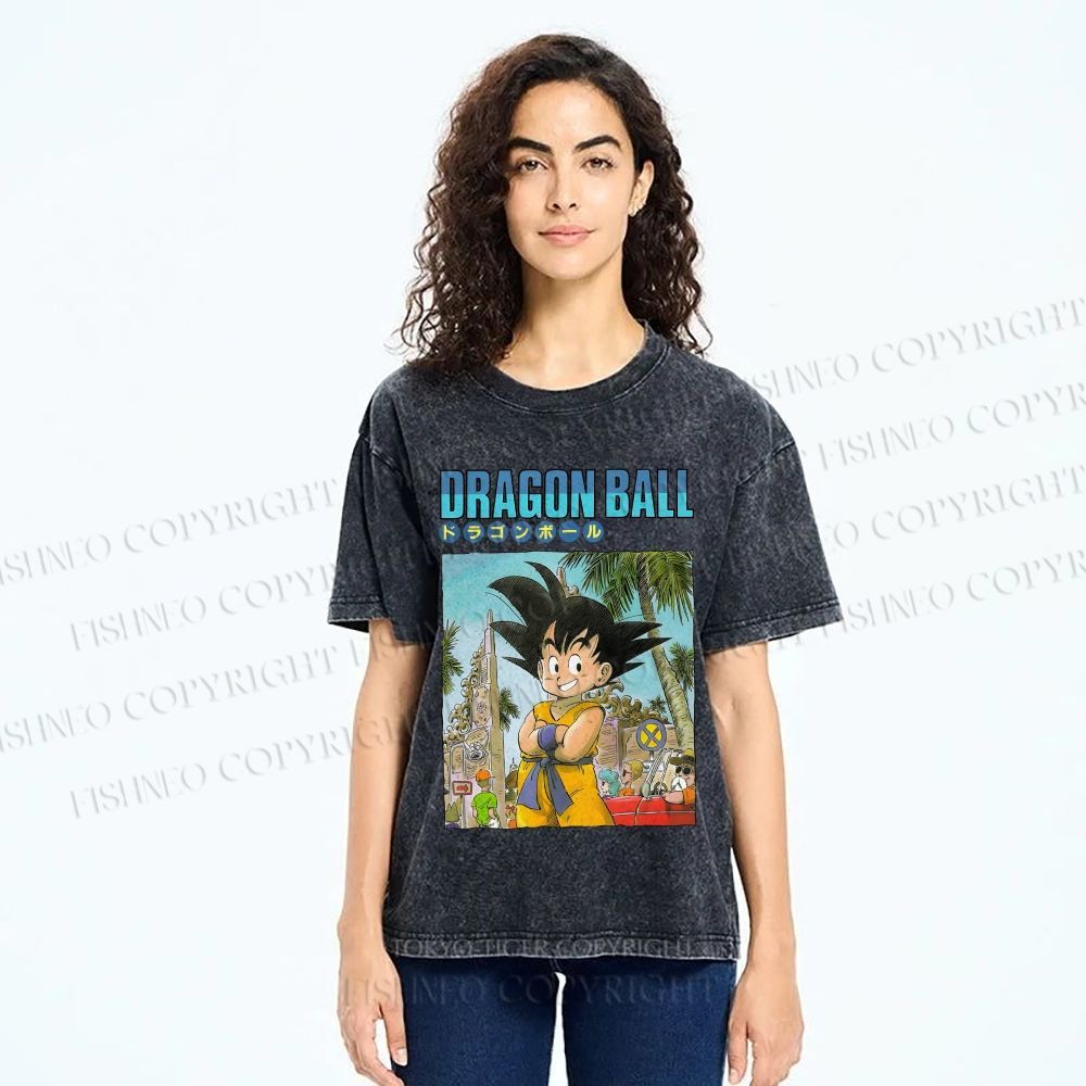 Unisex Dragon Ball Goku Printed Washed Tee