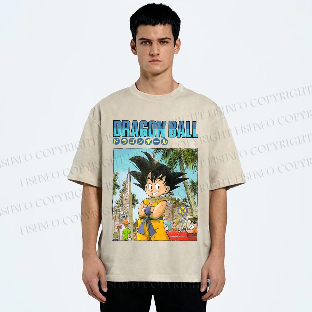 Unisex Dragon Ball Goku Printed Washed Tee