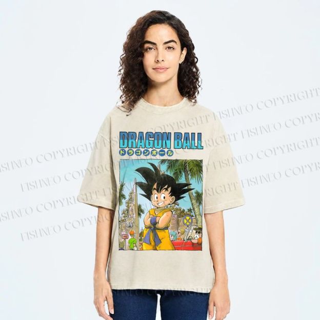 Unisex Dragon Ball Goku Printed Washed Tee