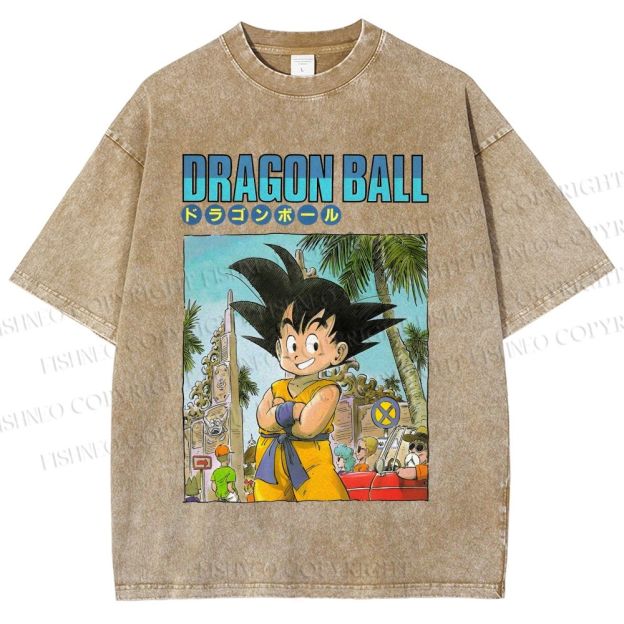 Unisex Dragon Ball Goku Printed Washed Tee