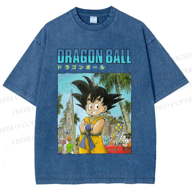 Unisex Dragon Ball Goku Printed Washed Tee