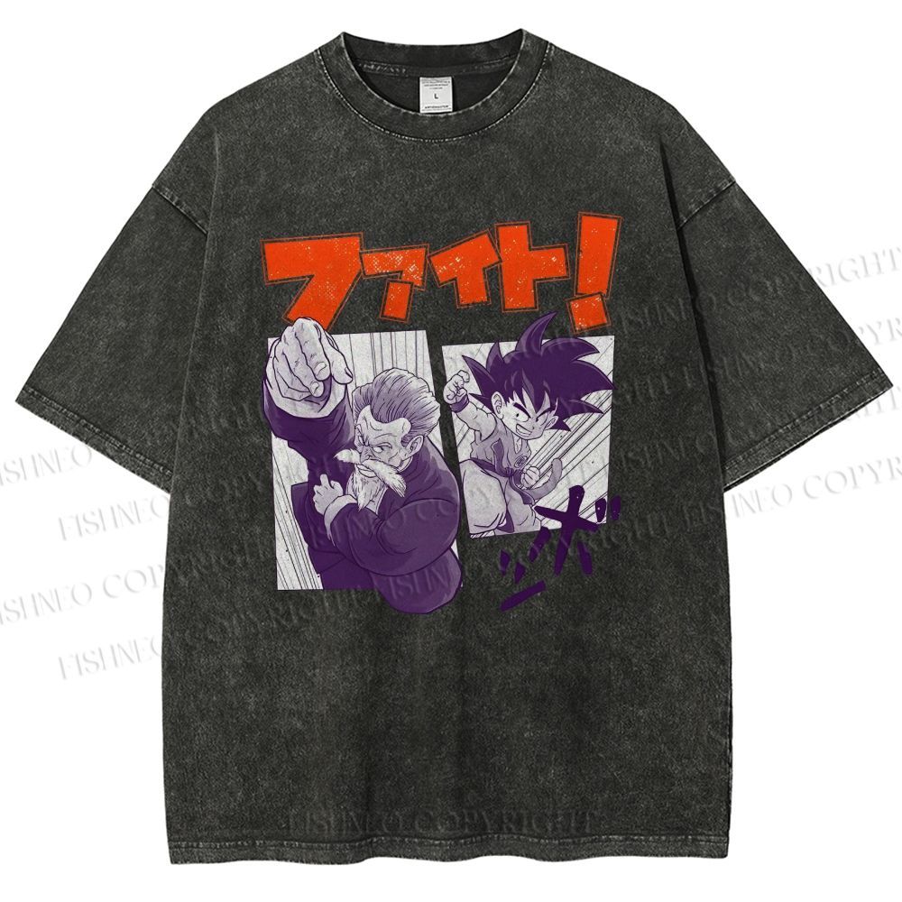 Unisex Master Roshi Goku Printed Washed Tee