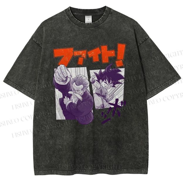Unisex Master Roshi Goku Printed Washed Tee