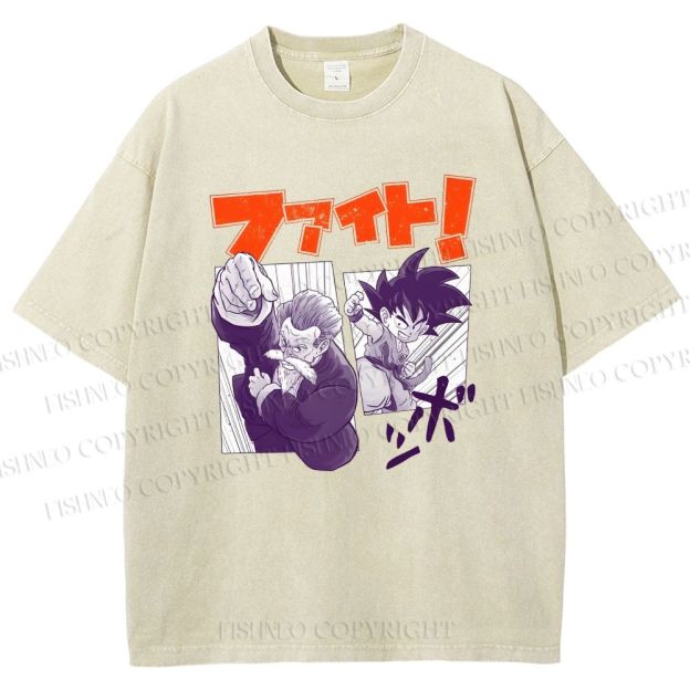 Unisex Master Roshi Goku Printed Washed Tee