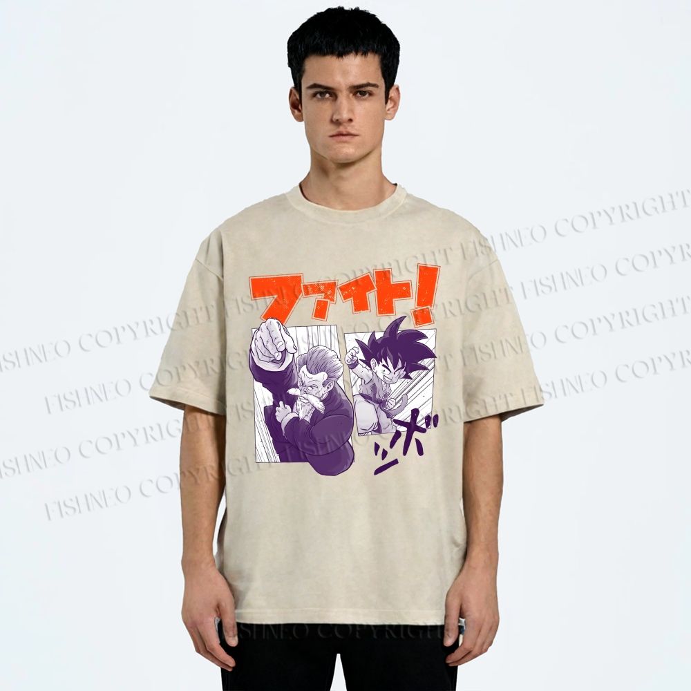 Unisex Master Roshi Goku Printed Washed Tee