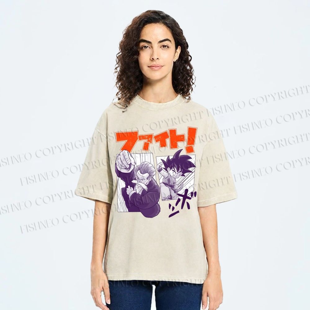 Unisex Master Roshi Goku Printed Washed Tee