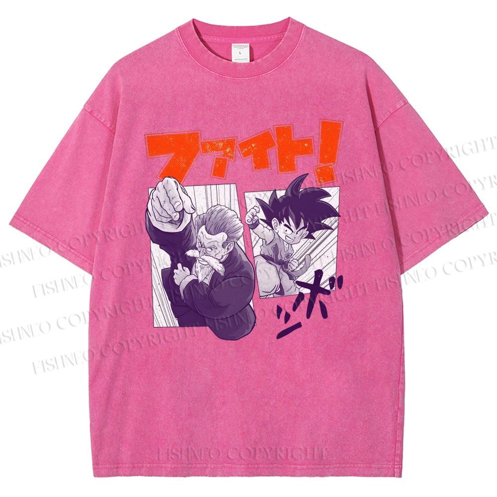 Unisex Master Roshi Goku Printed Washed Tee