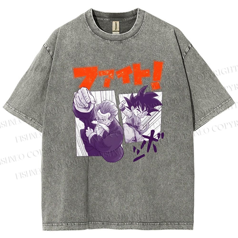 Unisex Master Roshi Goku Printed Washed Tee