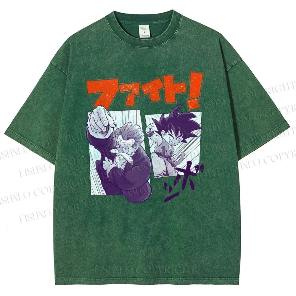Unisex Master Roshi Goku Printed Washed Tee