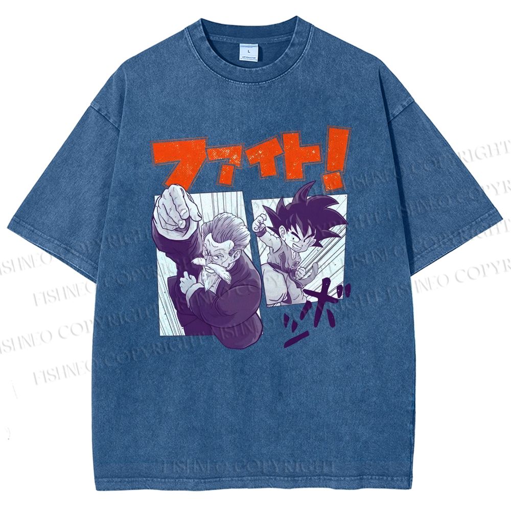 Unisex Master Roshi Goku Printed Washed Tee