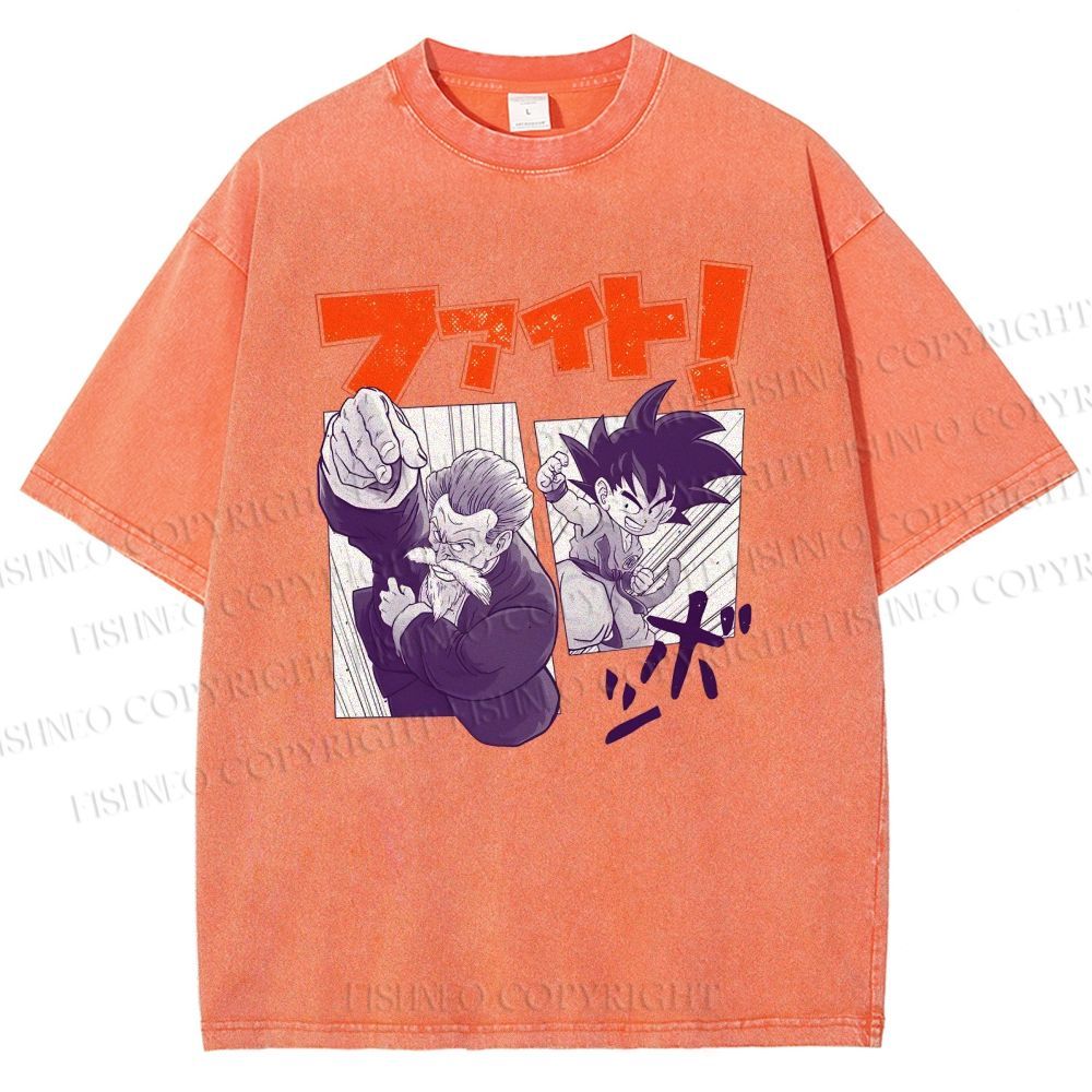 Unisex Master Roshi Goku Printed Washed Tee
