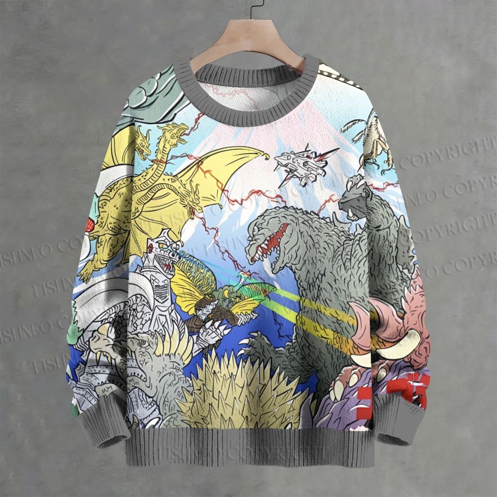 Godzilla Monsters Melee Crew Neck Sweater