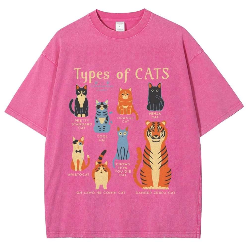 Types Of Cats Washed T-Shirt