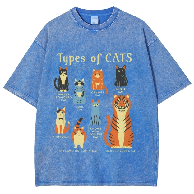 Types Of Cats Washed T-Shirt