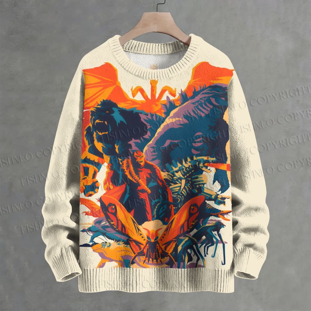 Godzilla and Monsters Crew Neck Sweater