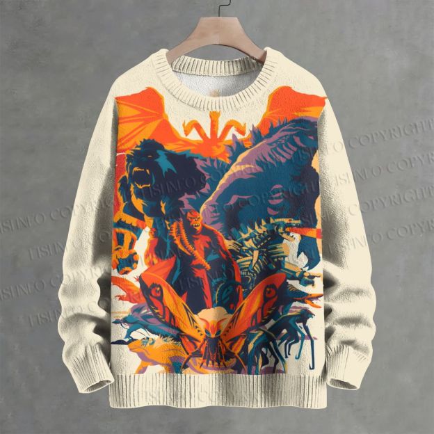 Godzilla and Monsters Crew Neck Sweater