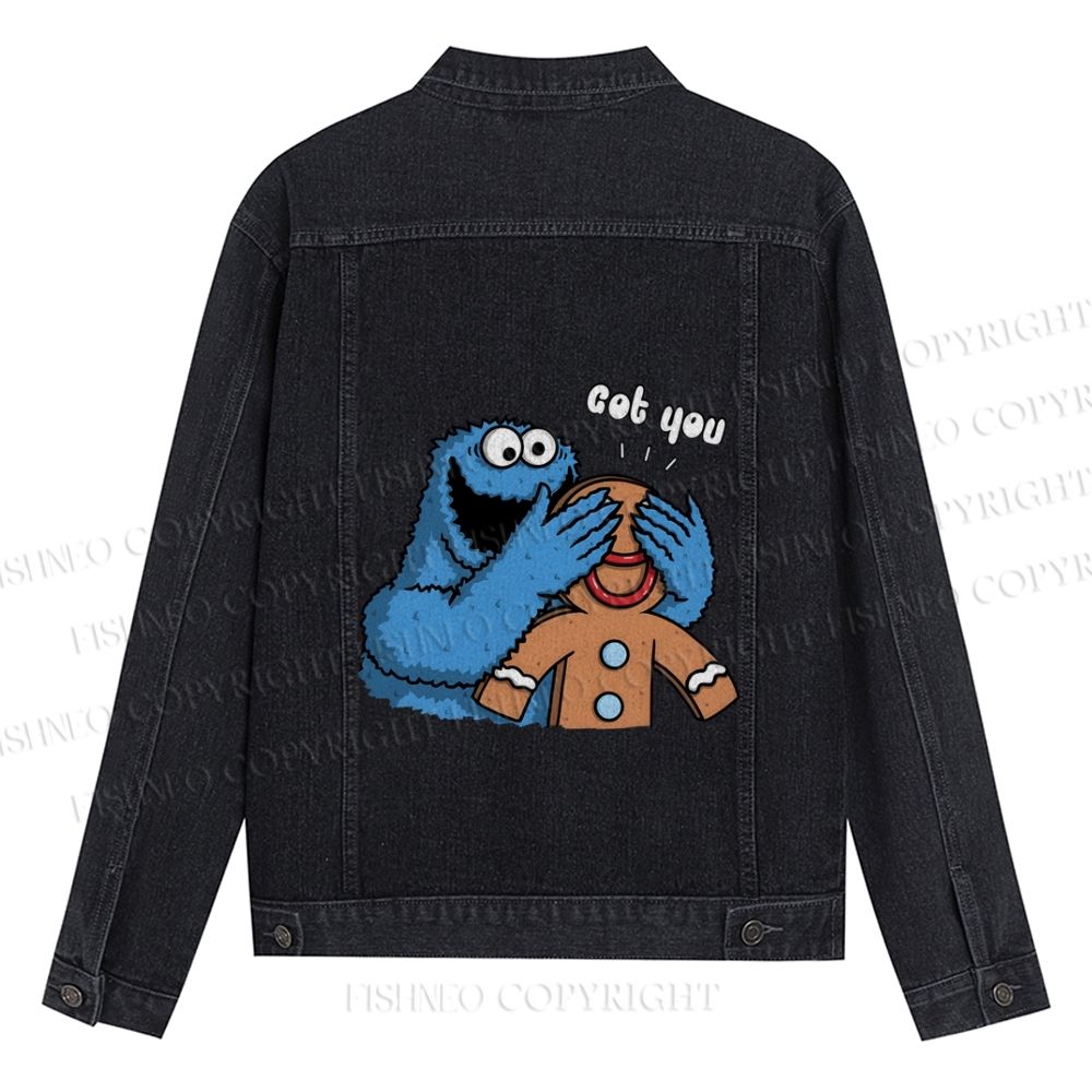 Got You Cookie Monster Printed Denim Jacket