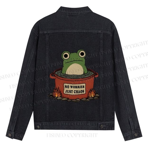 Frog No Worries Just Chaos Printed Denim Jacket