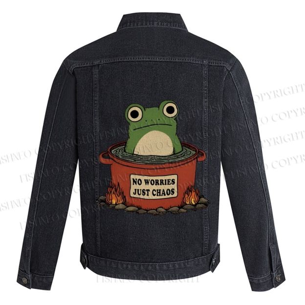 Frog No Worries Just Chaos Printed Denim Jacket