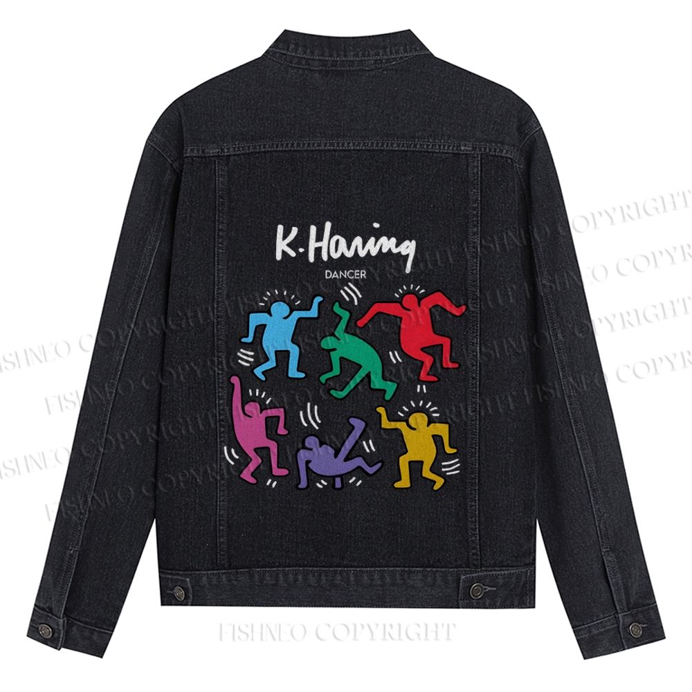 Kaith Haring Dancer Vintage Printed Denim Jacket