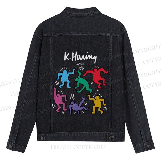 Kaith Haring Dancer Vintage Printed Denim Jacket