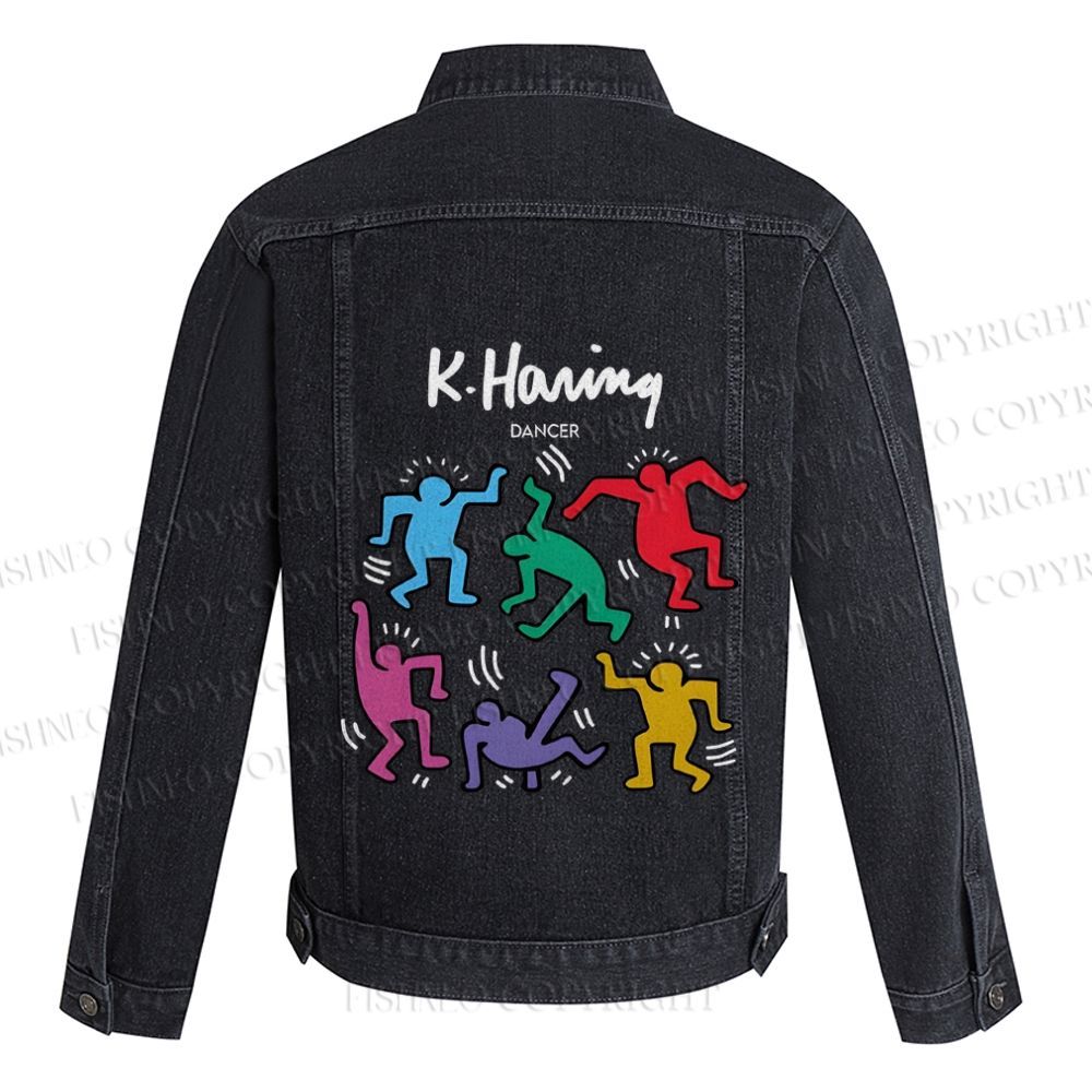 Kaith Haring Dancer Vintage Printed Denim Jacket