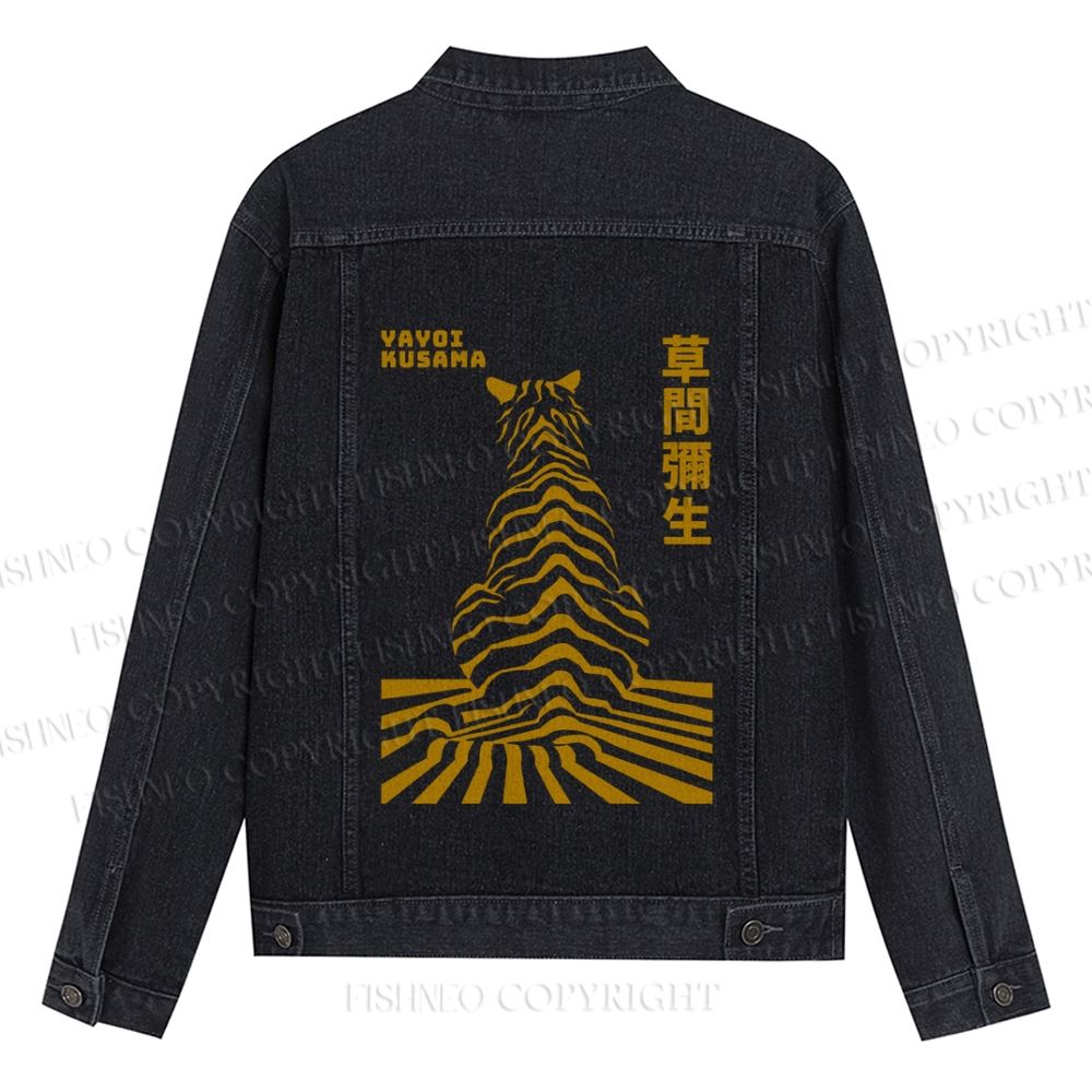 Japanese Yayoi Kusama Panther Printed Denim Jacket