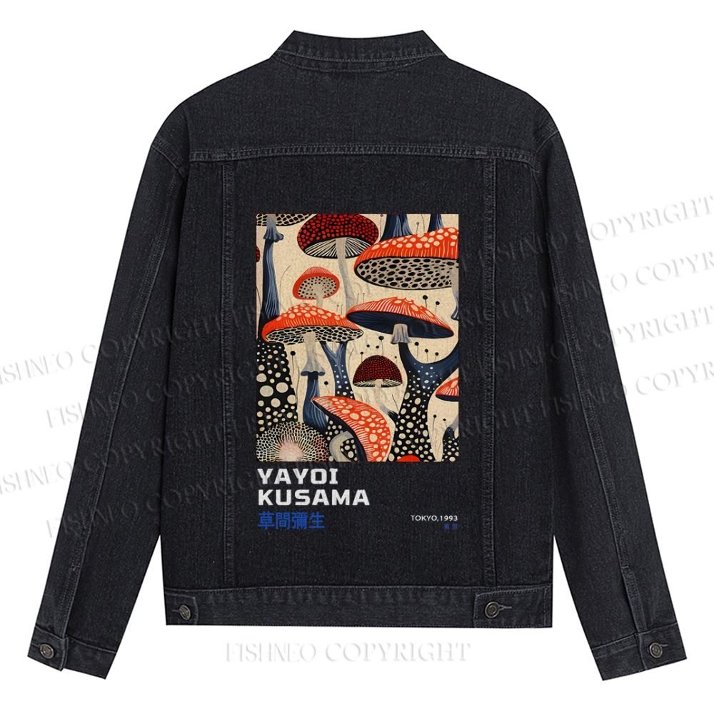 Yayoi Kusama Mushroom Vintage Japanese Printed Denim Jacket