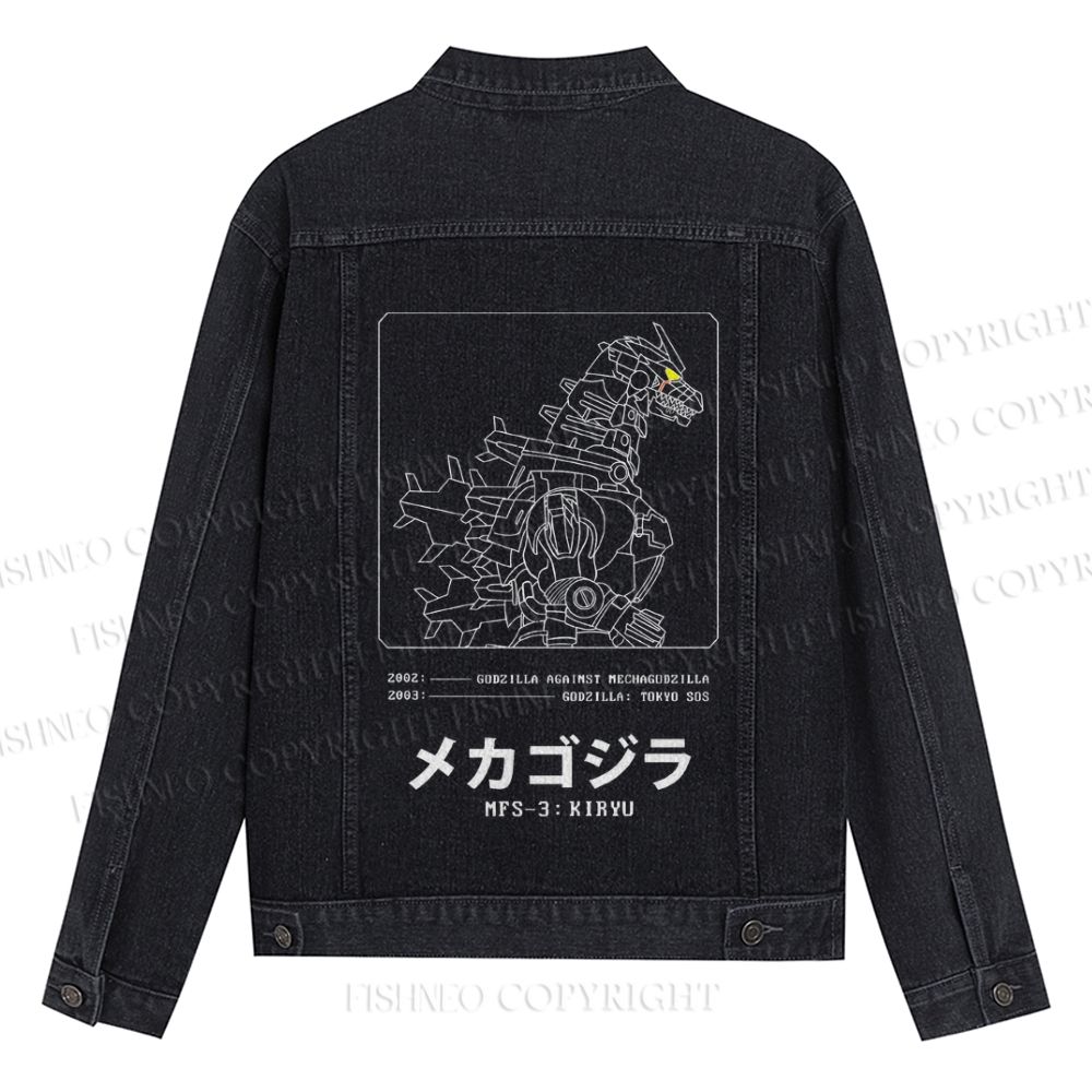 Vintage Japanese Godzilla Printed Denim Jacket