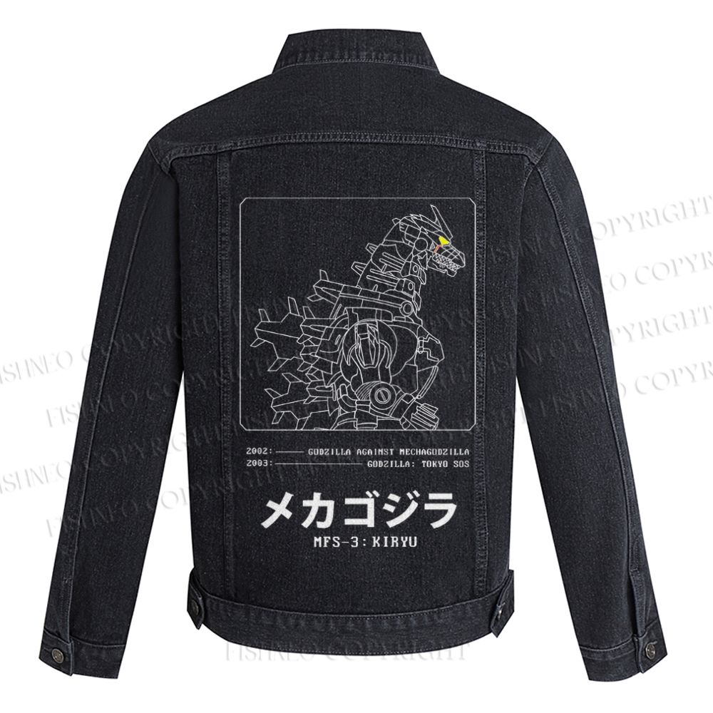 Vintage Japanese Godzilla Printed Denim Jacket
