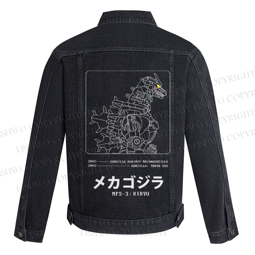 Vintage Japanese Godzilla Printed Denim Jacket