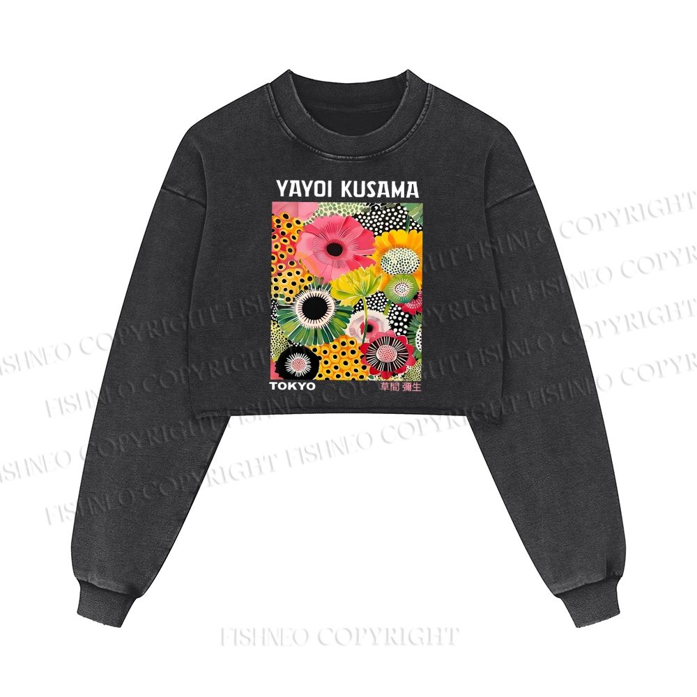 Flowers Yayoi Kusama Washed Crop Sweatshirt