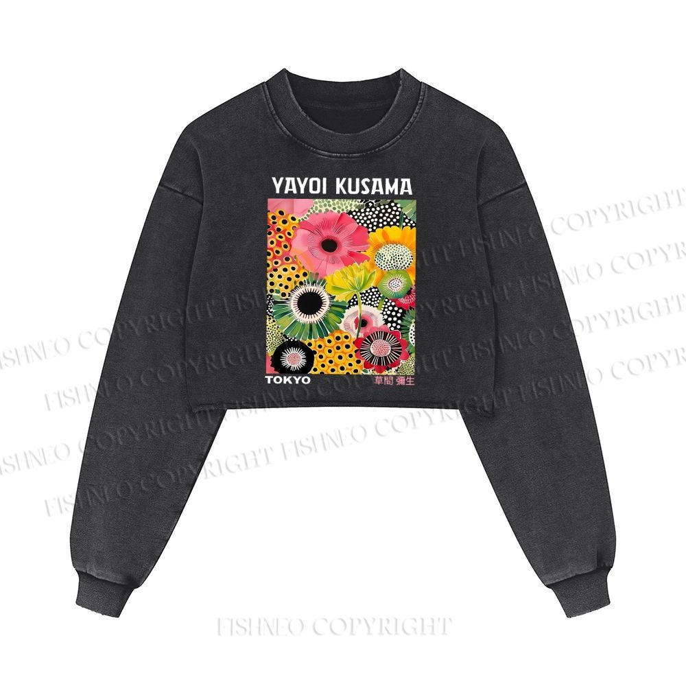 Flowers Yayoi Kusama Washed Crop Sweatshirt