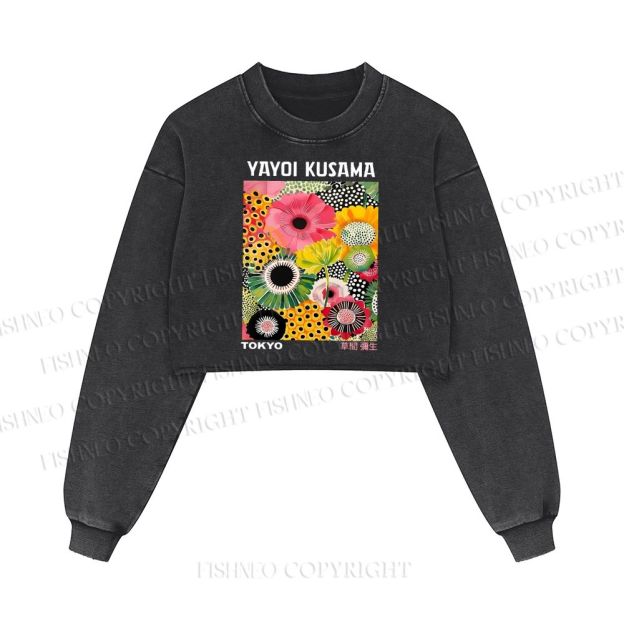 Flowers Yayoi Kusama Washed Crop Sweatshirt