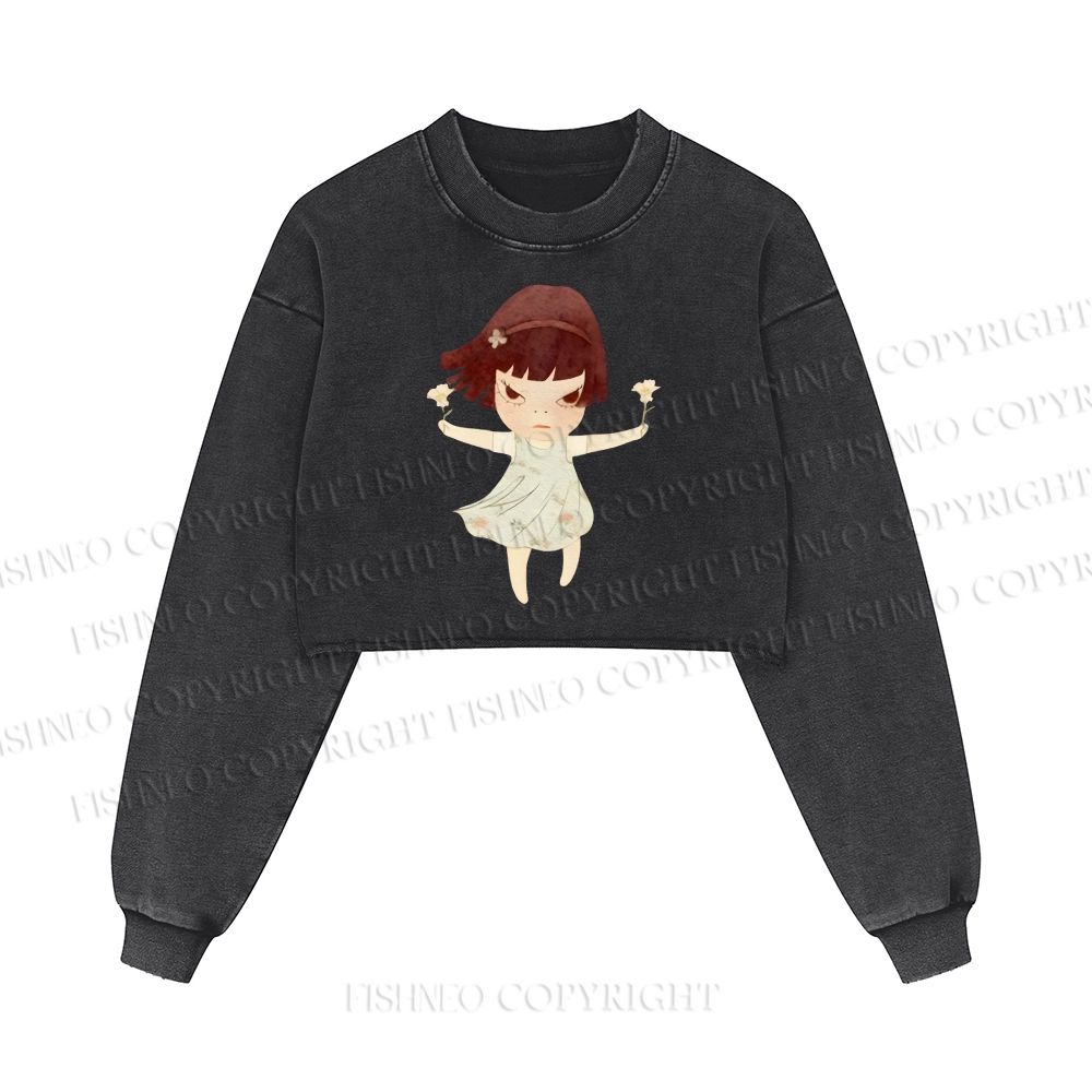 Fierce Girl Washed Crop Sweatshirt