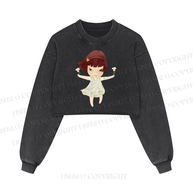 Fierce Girl Washed Crop Sweatshirt