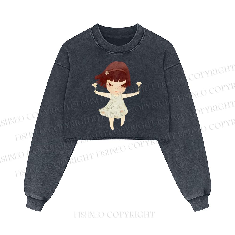 Fierce Girl Washed Crop Sweatshirt