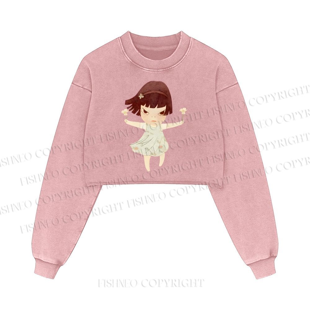 Fierce Girl Washed Crop Sweatshirt