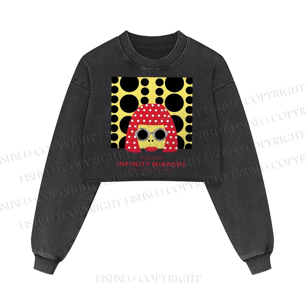 Japanese Yayoi Kusama Woman Washed Crop Sweatshirt