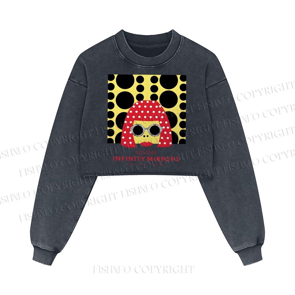 Japanese Yayoi Kusama Woman Washed Crop Sweatshirt