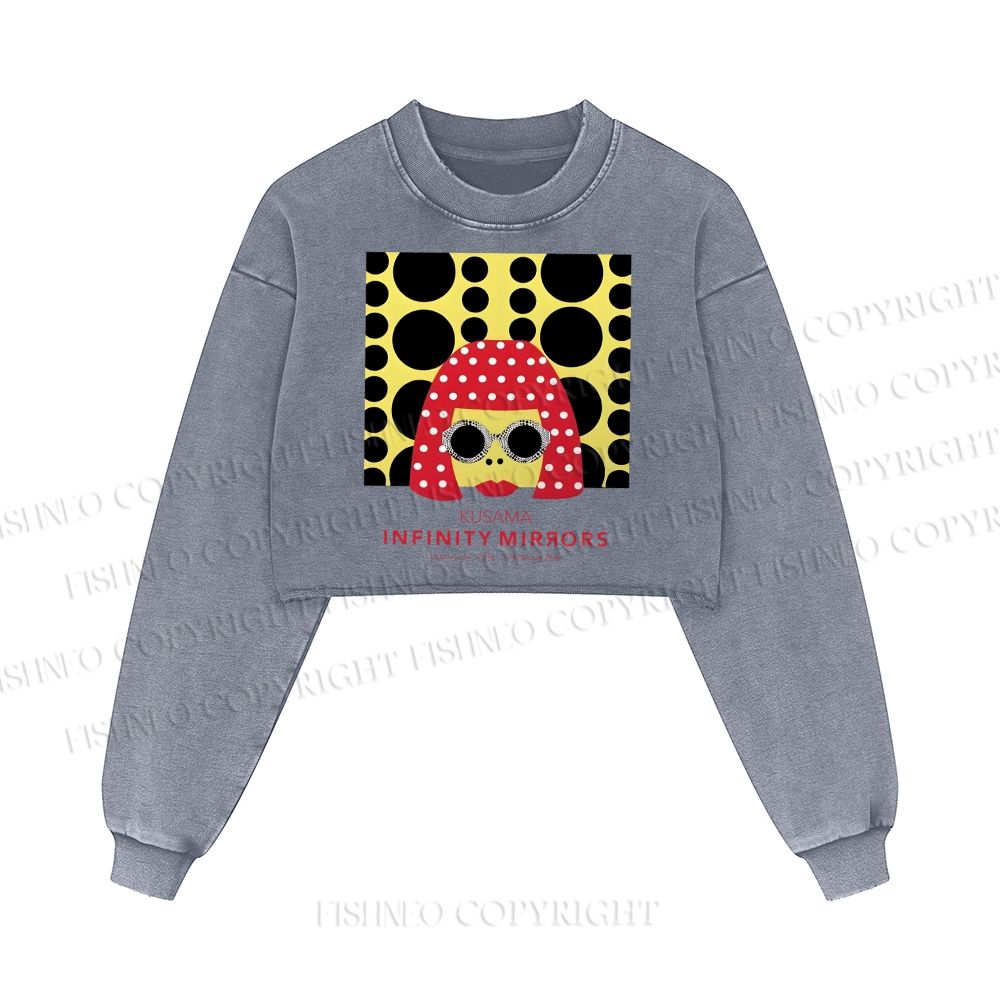 Japanese Yayoi Kusama Woman Washed Crop Sweatshirt