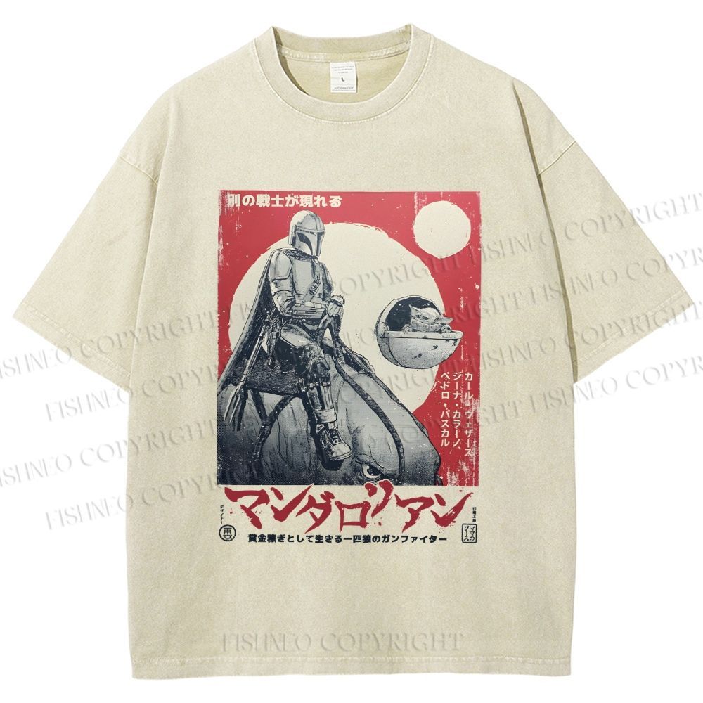 Unisex Star Wars Japanese Poster Printed Washed Tee