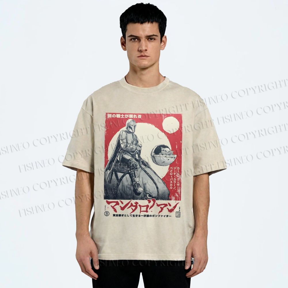 Unisex Star Wars Japanese Poster Printed Washed Tee