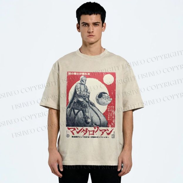 Unisex Star Wars Japanese Poster Printed Washed Tee