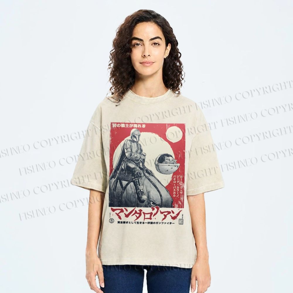 Unisex Star Wars Japanese Poster Printed Washed Tee