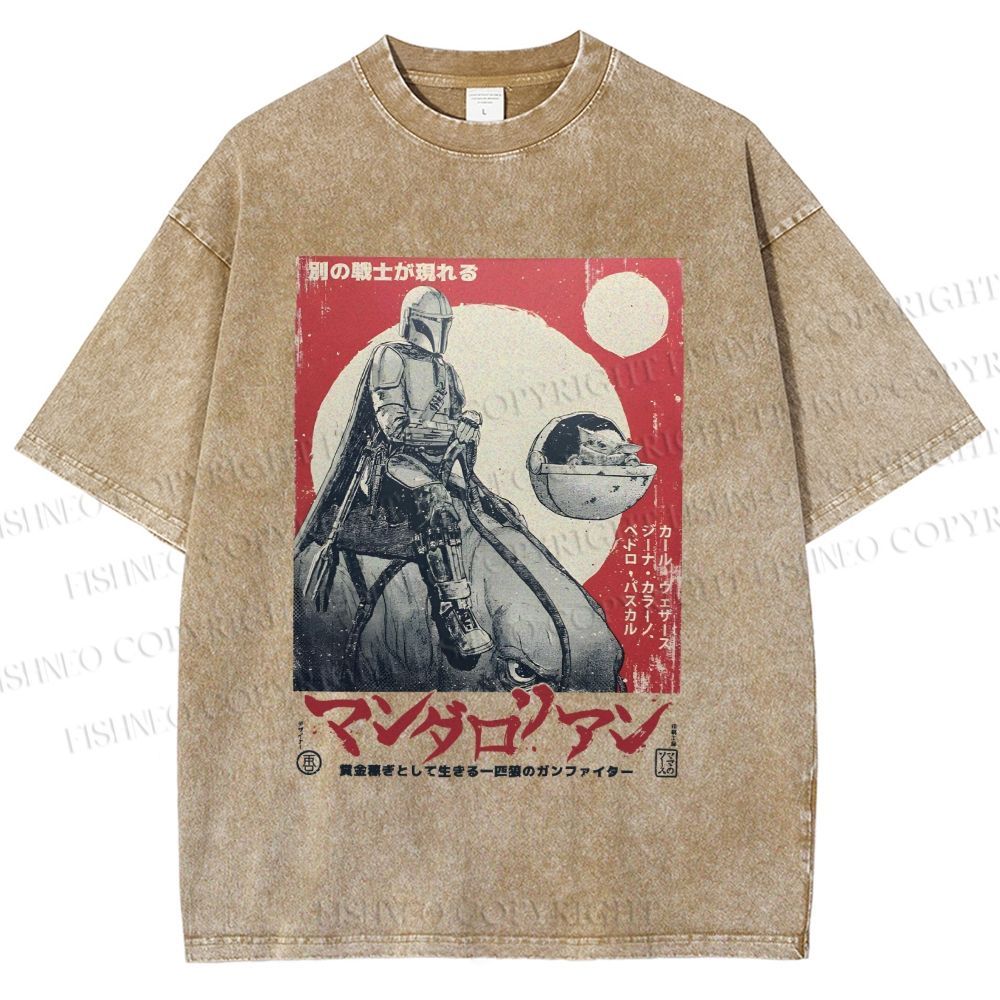Unisex Star Wars Japanese Poster Printed Washed Tee