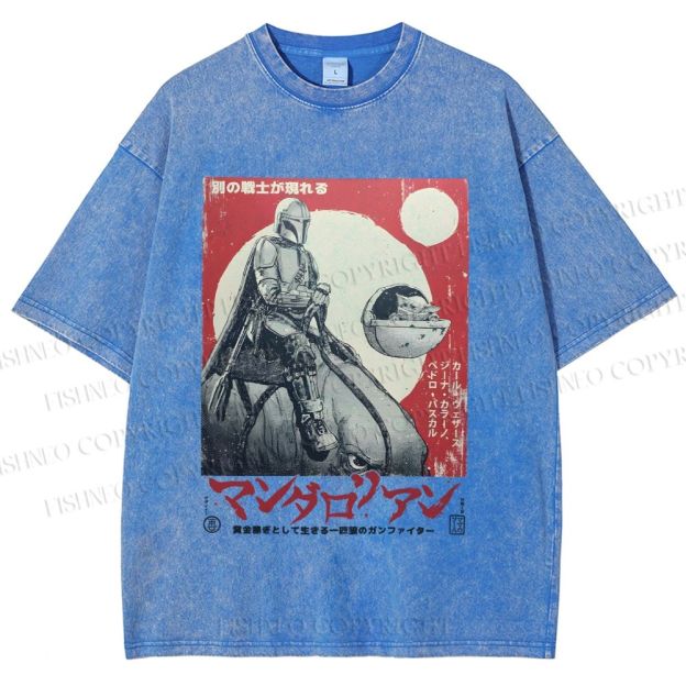 Unisex Star Wars Japanese Poster Printed Washed Tee