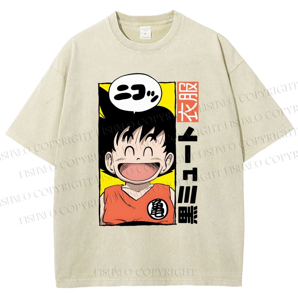 Unisex Son Goku Printed Washed Tee